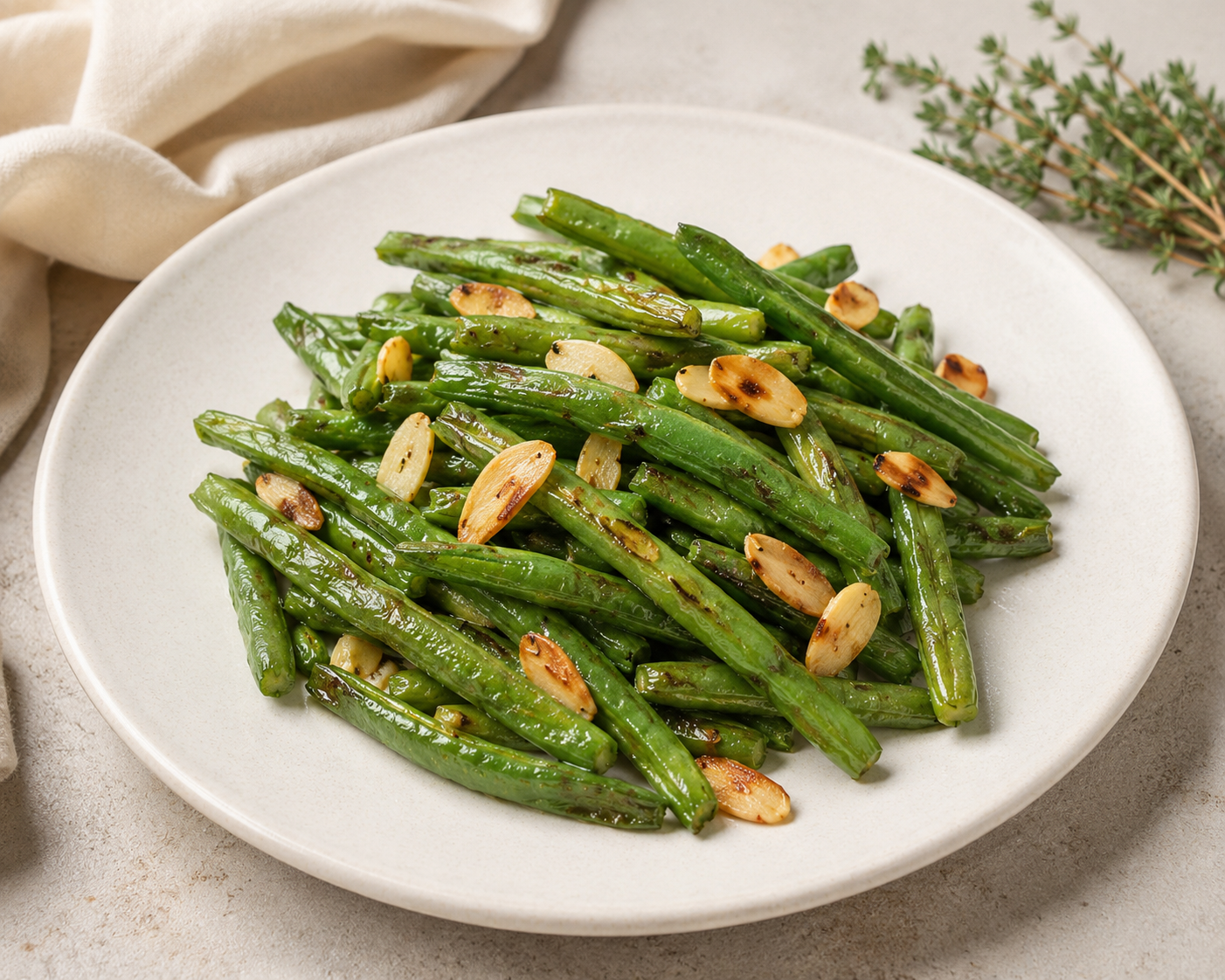Easy Green Beans Almondine with Herbed Ghee