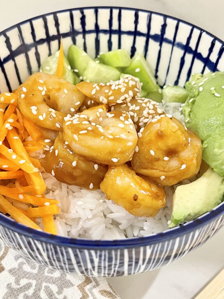 teriyaki shrimp sushi bowl