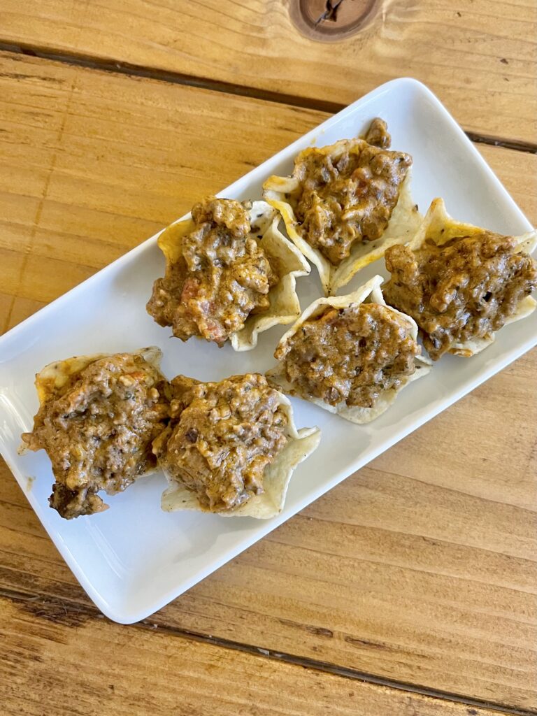 ranch taco bites in Tostitos scoops