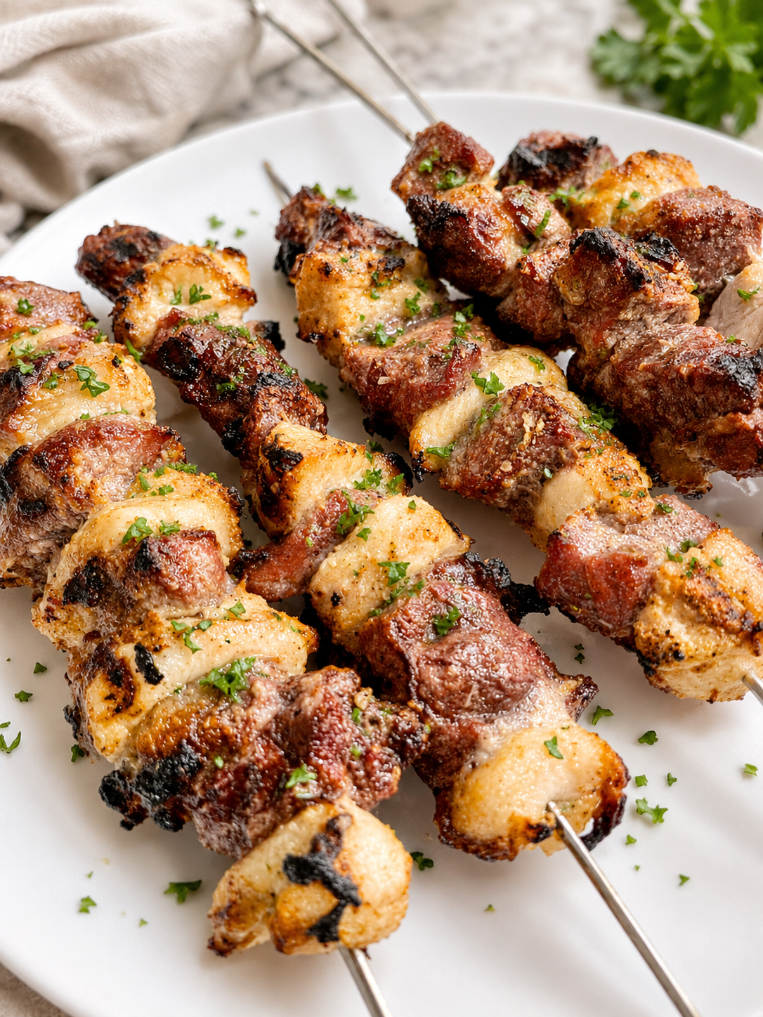 Steak and Chicken Kabobs on the Grill