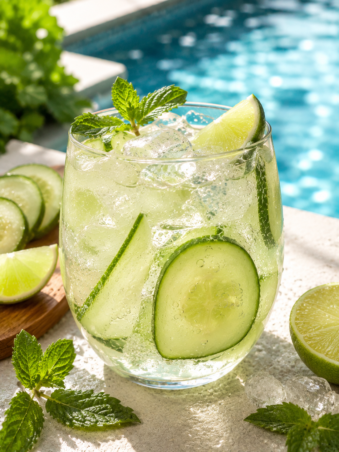 Sparkling Cucumber Mint Mocktail with Lime