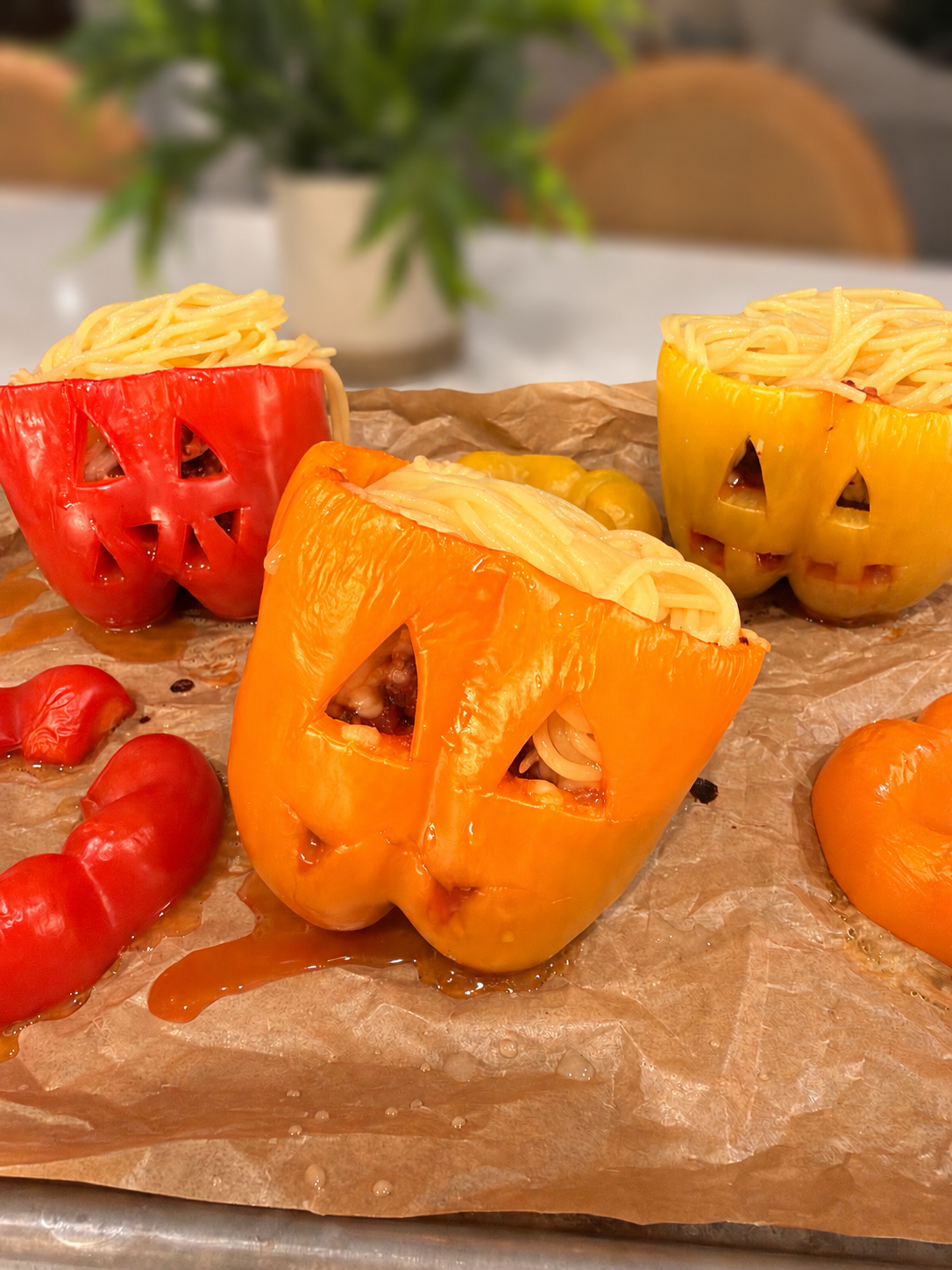 Gluten Free Pumpkin Brains: Easy Halloween Stuffed Peppers